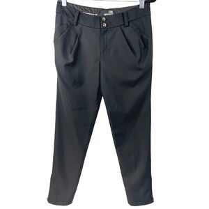 Love Moschino Black Drop Waist Tapered Slim Fit Wool Blend Trousers Size 26